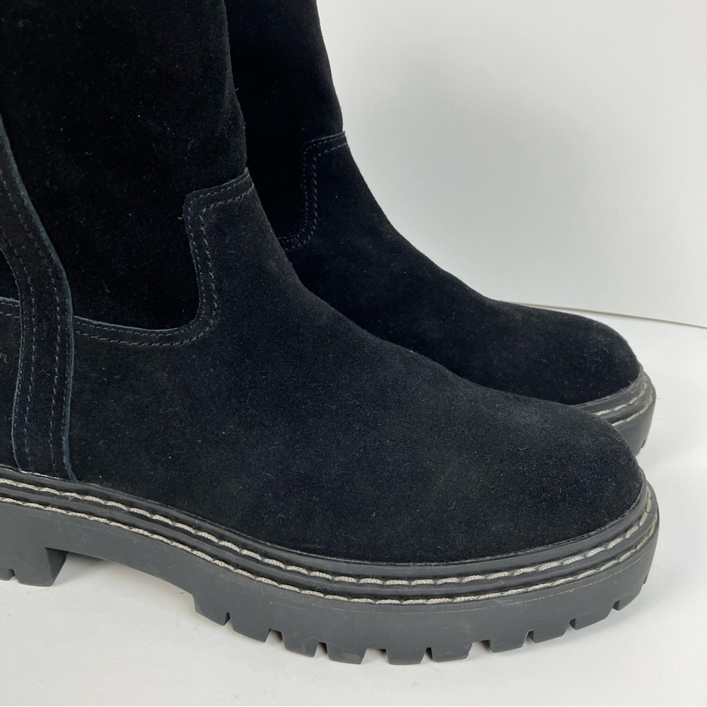 Splendid Alexxi Suede Moto Style Lug Sole Boots Black Zip Closure Sz 8.5 - Picture 11 of 16